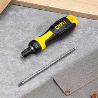 Двухсторонняя отвертка DELI DL626011 с трещоткой, PH2+SL6 180 мм 98383