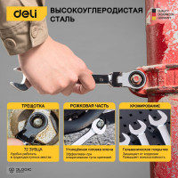 Набор комбинированных шарнирных ключей DELI с трещоткой 8 шт. DL140208T 98319