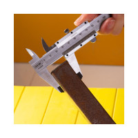 Штангенциркуль DELI 150мм DL92150 (Диапазон 0-150 мм, шаг 0,02мм, погрешность 0.08мм, углеродистая сталь, метрическая шкала, измеряет внутренний и внешний диаметры, глубину, шаг) 98297