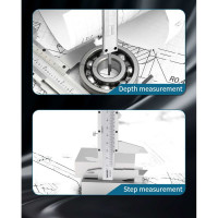 Штангенциркуль DELI 150мм DL92150 (Диапазон 0-150 мм, шаг 0,02мм, погрешность 0.08мм, углеродистая сталь, метрическая шкала, измеряет внутренний и внешний диаметры, глубину, шаг) 98297