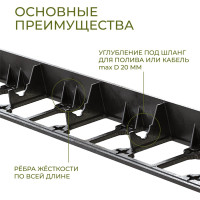 Садовый бордюр ГеоПластБорд h 4.5 см 8 метров + 24 колышка 24 см цвет черный GPB45.08.24