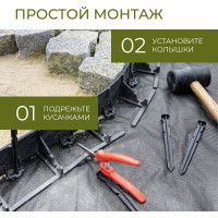 Садовый бордюр ГеоПластБорд h 4.5 см 8 метров + 24 колышка 24 см цвет черный GPB45.08.24