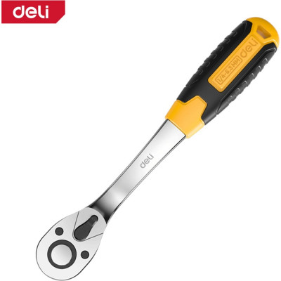 Ключ-трещотка DELI dl2324 1/4" 150 мм, двухкомпонентная рукоять, 72 зуба, шестерня Cr-Mo, быстросъемная 104465