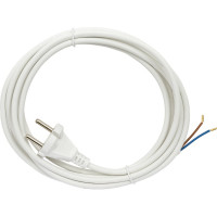 Сетевой шнур Мастер Тока ПВСбм, 2x0,75, белый, 10А, без заземления 3м, вк СШ0033