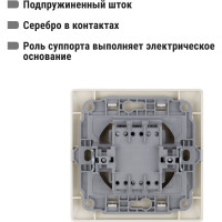Выключатель слоновая кость 2 клавишный с подсветкой TDM ELECTRIC 10А, серия "Ильмень" SQ1823-0104