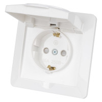 Розетка TDM ELECTRIC 2П+З с защитными шторками и крышкой 16А 250В IP44 белая "Ильмень" SQ1823-0017