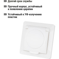 Розетка TDM ELECTRIC 2П+З с защитными шторками и крышкой 16А 250В IP44 белая "Ильмень" SQ1823-0017