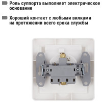 Розетка TDM ELECTRIC 2П+З с защитными шторками и крышкой 16А 250В IP44 белая "Ильмень" SQ1823-0017