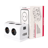 Удлинитель ROCKETSOCKET BiCube Extended 6 Euro 16A, 4 USB 3A+C с блоком 5В/3.1А, кабель 1,5 м  цвет белый GNS5003