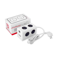 Удлинитель ROCKETSOCKET BiCube Extended 6 Euro 16A, 4 USB 3A+C с блоком 5В/3.1А, кабель 1,5 м  цвет белый GNS5003
