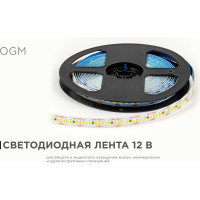 Светодиодная лента OGM 12В, 14,4Вт/м, smd2835, 180д/м, ip20, 19лм/чип, подложка 10мм, 5м, 3000к. / LSE-262