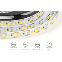 Светодиодная лента OGM 12В, 14,4Вт/м, smd2835, 180д/м, ip20, 19лм/чип, подложка 10мм, 5м, 4000к. / LSE-263