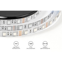Светодиодная лента OGM 12В, 14,4Вт/м, smd5050, 60д/м, ip20, подложка 10мм, 5м, rgb. / LSE-271