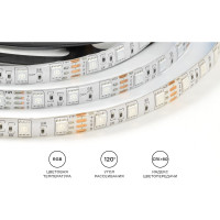 Светодиодная лента OGM 12В, 14,4Вт/м, smd5050, 60д/м, ip65, подложка 10мм, 5м, rgb. / LSE-276