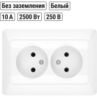 Двойная розетка TDM ELECTRIC 2П 10А 250В белая "Ильмень" SQ1823-0011