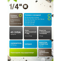 Набор инструментов ВОЛАТ 1/4" 6 граней 46 предметов 18550-46 ЦВ-0337707552