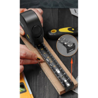 Рулетка DELI Home Series Black HT8519 5 м, 19 мм, эксклюзивный дизайн, корпус высококачественный Софт-тач пластик 104619