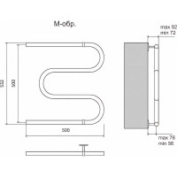 Водяной полотенцесушитель Terminus М-образный 1" 500х500 4620768881145