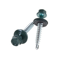 Кровельный саморез Качественный КРЕПЕЖ зеленый мох RAL 6005, 4.8х38 мм, 50 шт 0200107 КЧ