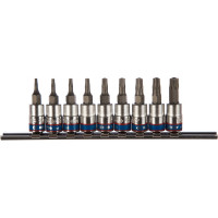Набор торцевых насадок 1/4", TORX с отверстием, Т8-Т40 мм, L = 37 мм, 9 предметов KING TONY 2119PR