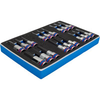 Набор торцевых насадок 1/2", TORX, HEX, L = 80 мм, ложемент, 18 предметов KING TONY 9-4138PRV