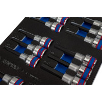 Набор торцевых насадок 1/2", TORX, HEX, L = 80 мм, ложемент, 18 предметов KING TONY 9-4138PRV