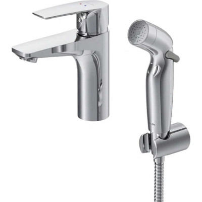 Смеситель AM.PM Gem для умывальника с гигиеническим душем излив 99 мм хром F90A03000