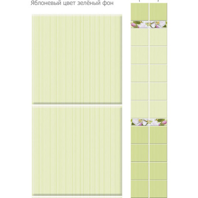 Панель ПВХ КронаПласт Unique яблоневый цвет зеленый фон, 2 шт. 00-00023750