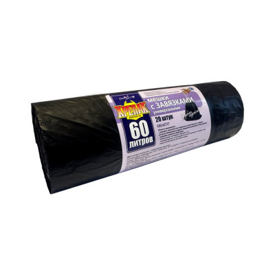 Мешки для мусора с завязками 60 л, 20 шт Крепак 4607075710313