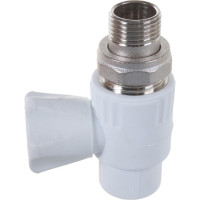 Шаровый кран VALFEX белый, 20х1/2 дюйма НР, прямой для радиатора 10149020 007-7675