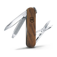 Нож-брелок Victorinox Classic SD, 58 мм, 5 функций, рукоять из орехового дерева 0.6221.63