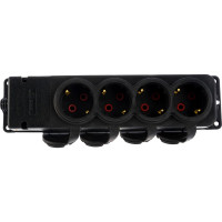 Четырехместная розетка с защитными крышками EKF, каучук 230В 2P+PE 16A IP44 PRO RPS-020-16-230-44-r