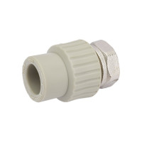 Муфта RTP с накидной гайкой на металлическом штуцере внутренняя резьба, D20х3/4 мм, серая 15915