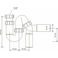 Трубный сифон McAlpine 1 1/2"х40 мм, без выпуска с отводной трубой, D40/50 мм MRSK12-50