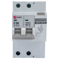 Дифференциальный автомат EKF АД-2 S 50А/100мА 6кА PROxima DA2-6-50-100S-pro