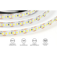Светодиодная лента OGM 12В, 14,4Вт/м, smd2835, 180д/м, ip20, 19лм/чип, подложка 10мм, 5м, 6500к. / LSE-264