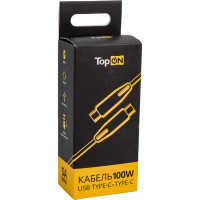 Кабель TopOn usb type-с - usb type-c 100w (20v 5a) 150 см, черный TOP-TCB