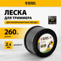 Леска двухкомпонентная EXTRA CORD (2.4 мм, 260 м, звезда, на DIN катушке) для триммера Denzel 96813