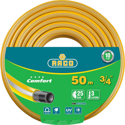 Raco Comfort Шланг поливочный, 25атм., армированный, 3-х слойный, 3/4x50м 40303-3/4-50_z01