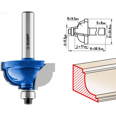 Кромочная калевочная фреза ЗУБР №7 ПРОФ. 28709-34.9