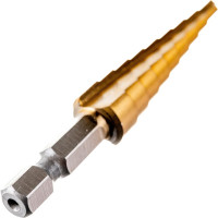 ТУНДРА Сверло ступенчатое , HSS, TiN, шестигранный хвостовик, 4 - 12 мм 2393927