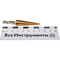 ТУНДРА Сверло ступенчатое , HSS, TiN, шестигранный хвостовик, 4 - 12 мм 2393927