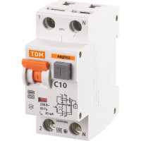 Автоматический выключатель дифференциального тока TDM ELECTRIC АВДТ 63 C10 30мА SQ0202-0001