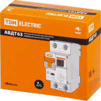 Автоматический выключатель дифференциального тока TDM ELECTRIC АВДТ 63 2P C 20А 30мА SQ0202-0003
