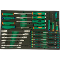 Набор стержневых отверток для точной механики и торцевых шарнирных ключей 34шт Jonnesway D737134SV 49272