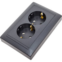 Розетка Bylectrica 2-местная СУ с заз.конт., серия СТИЛЬ, графит, РС16-313 графит