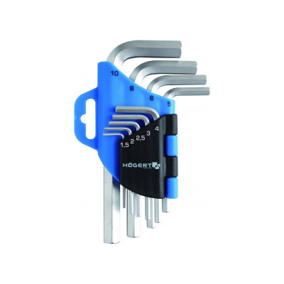 Набор шестигранных Г-образных ключей HOEGERT TECHNIK 1,5-10 мм, CrV, 9 шт HT1W802