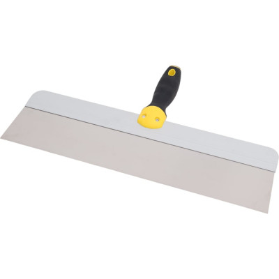 Фасадный нержавеющий шпатель FIT Профи, прорезиненная ручка с металлическим бойком 450 мм 06447