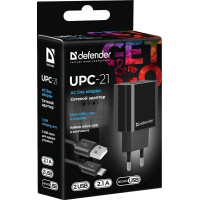 Сетевой адаптер DEFENDER UPC-21 2xUSB,5V/2.1А кабель microUSB 83581