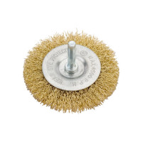 Щётка-крацовка латунированная для дрели (75 мм; ц/х; мягкая; плоская/шпилька) Orientcraft CIRS07530015
